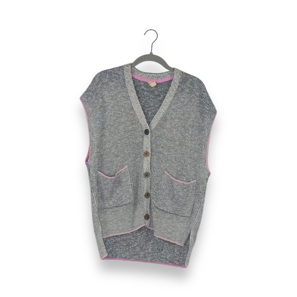 Anthropologie Pilcro Gray Washed Cardigan Sweater Vest - Picture 1 of 4